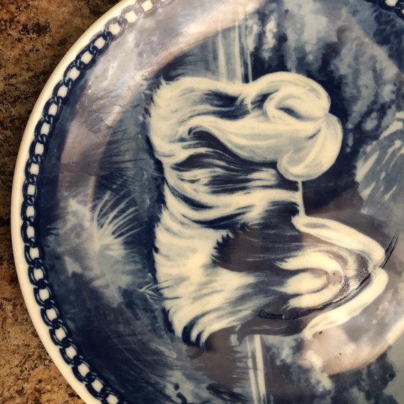SHIZ TZU dog Tod Svendsen plate original Hundeplatte Denmark blue & white - Picture 4 of 5